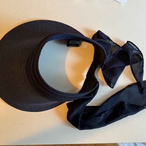 Blue sun visor w bow ribbon back, Pia Rossini new August visors hat sunhat hats. - Picture 12 of 12